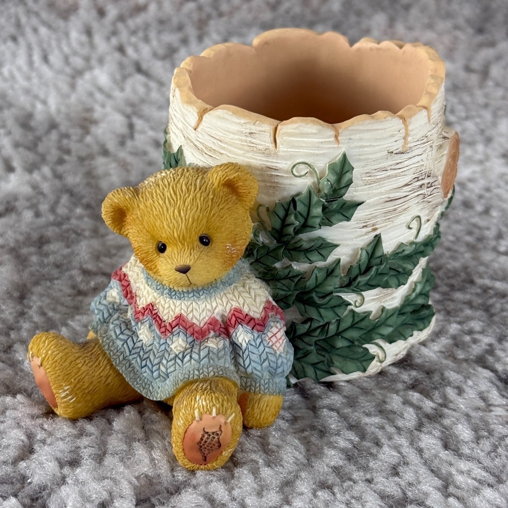 Enesco Cherished Teddies Next‎ To The Stump Tealight Candle Holder